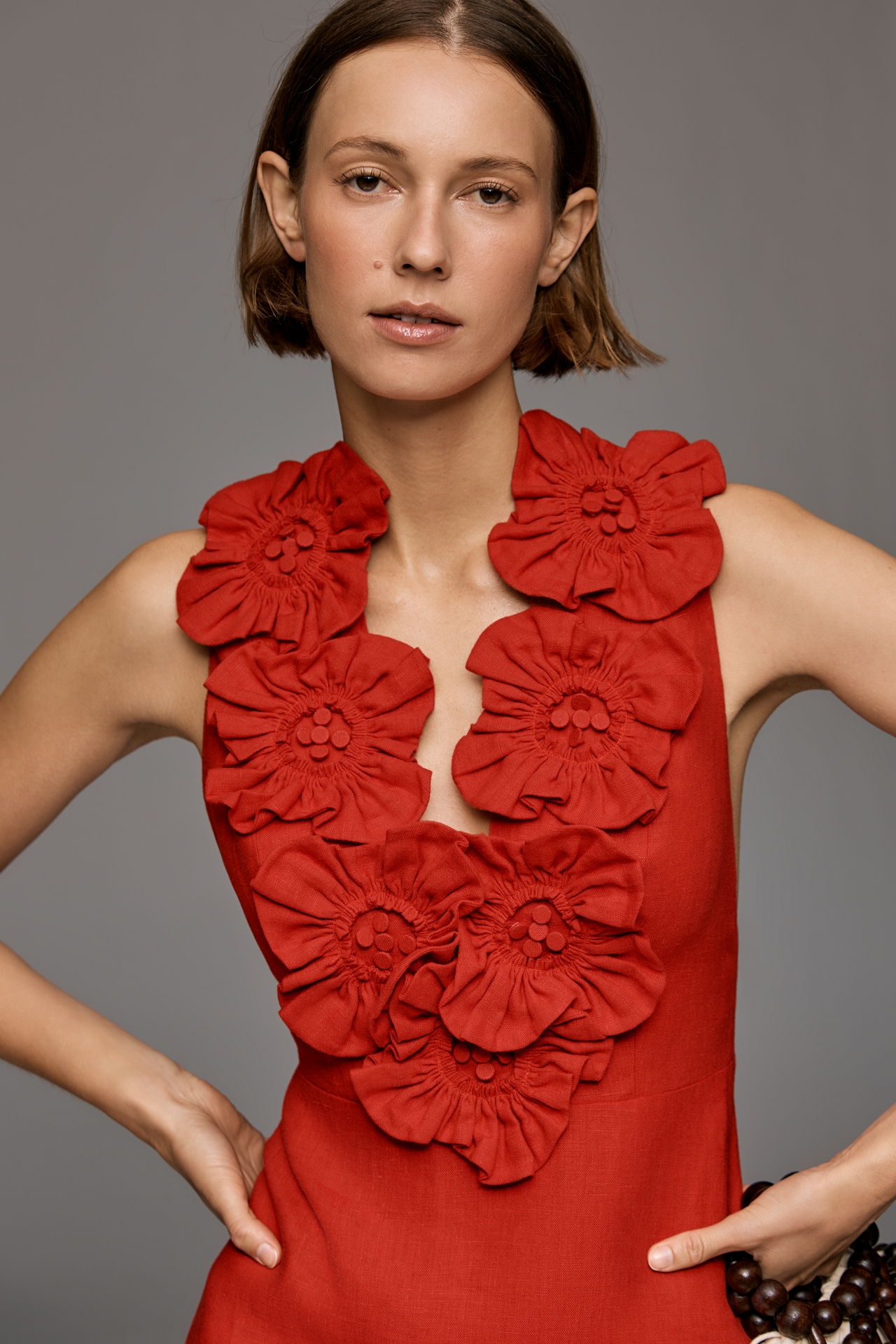 Farm Rio Ruffled Sleeveless Linen Maxi Dress