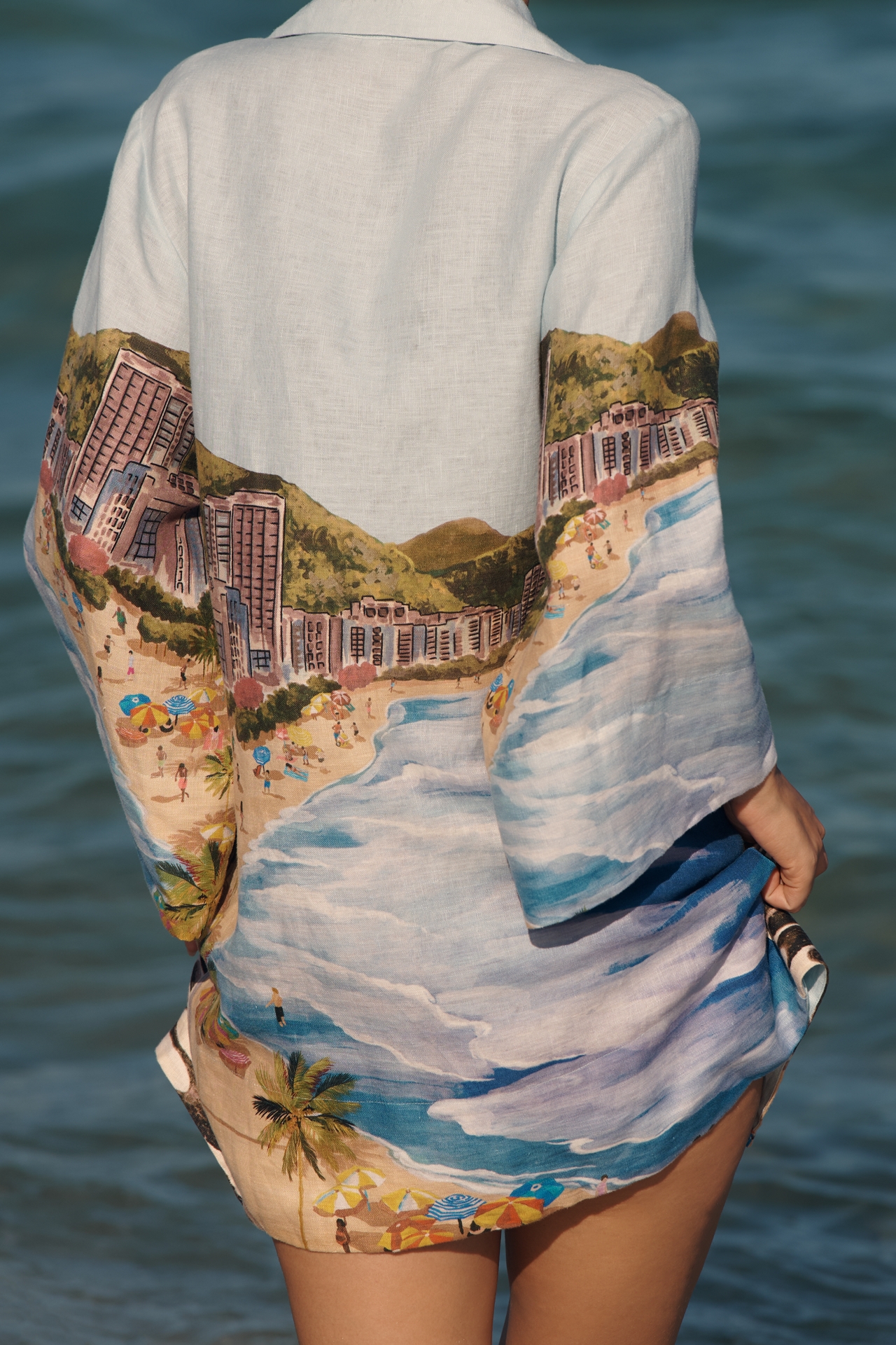 Farm Rio Copacabana Linen Tie-Waist Dress