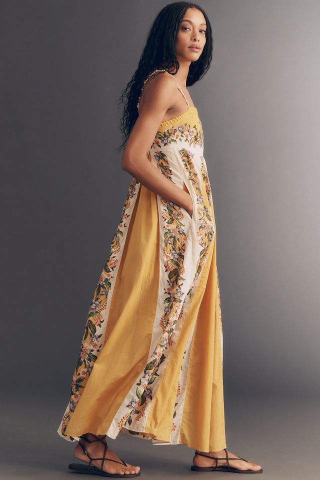 Farm Rio Sand Hilo Sleeveless A-Line Maxi Dress