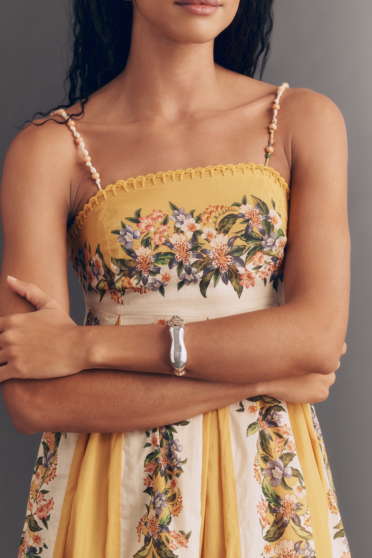 Farm Rio Sand Hilo Sleeveless A-Line Maxi Dress