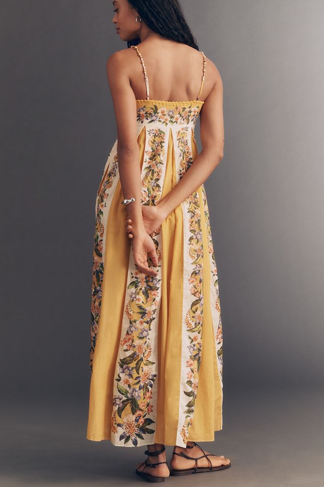 Farm Rio Sand Hilo Sleeveless A-Line Maxi Dress