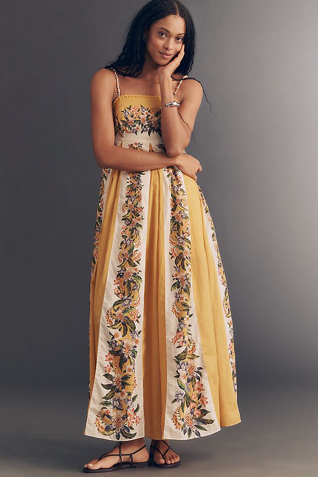 a line maxi dress Valley Blue Print Strappy Tasmin XXS a curve Loving Me Sleeveless A-line Maxi