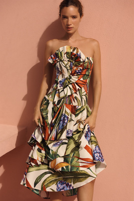Florart Strapless Midi Dress
