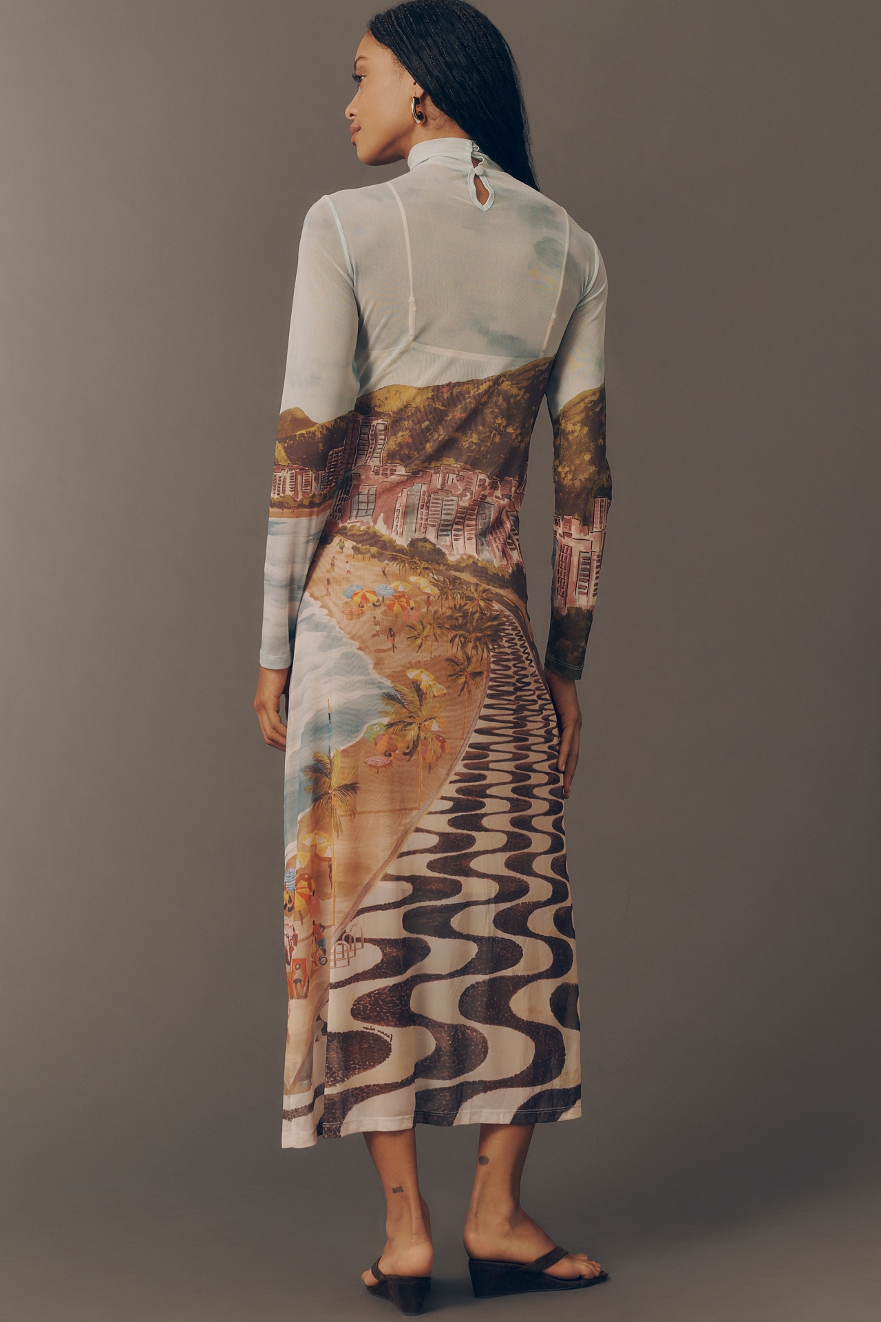 Farm Rio Copacabana High-Neck Midi Dress