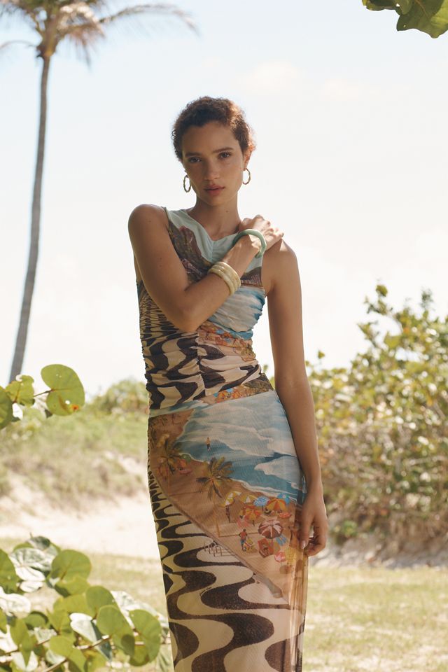 Farm Rio Copacabana Ruched Sleeveless Blouse | Anthropologie