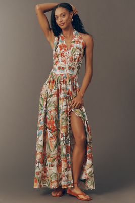 knee length dresses for ladies Off-White Flowers Arch Pleats Maxi Dress main image 1