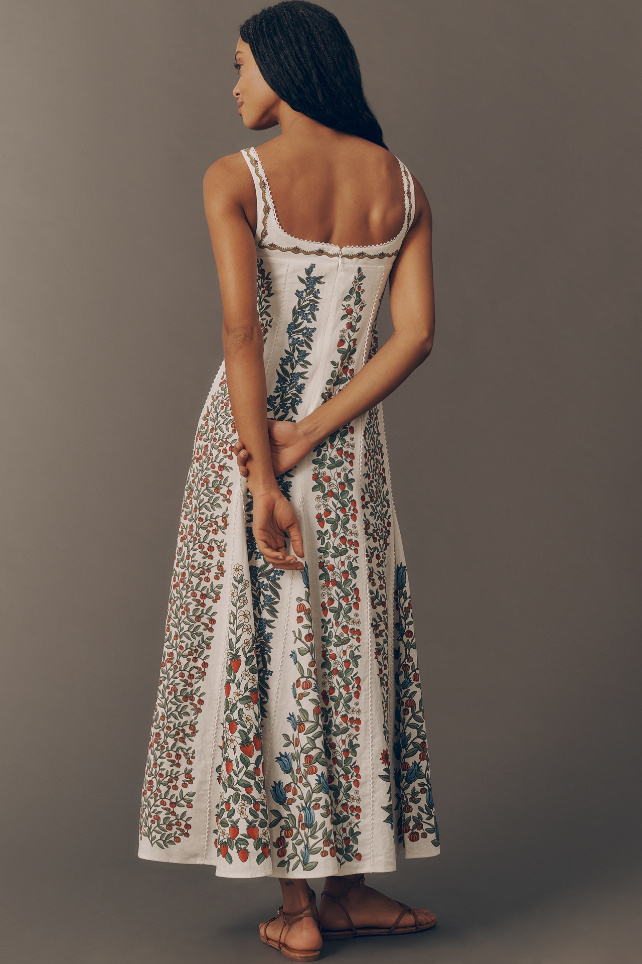 Farm Rio Sleeveless Sweetheart Midi Dress