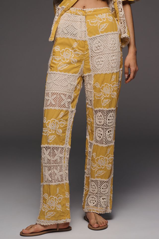 Farm Rio Cotton Lace Pants | Anthropologie