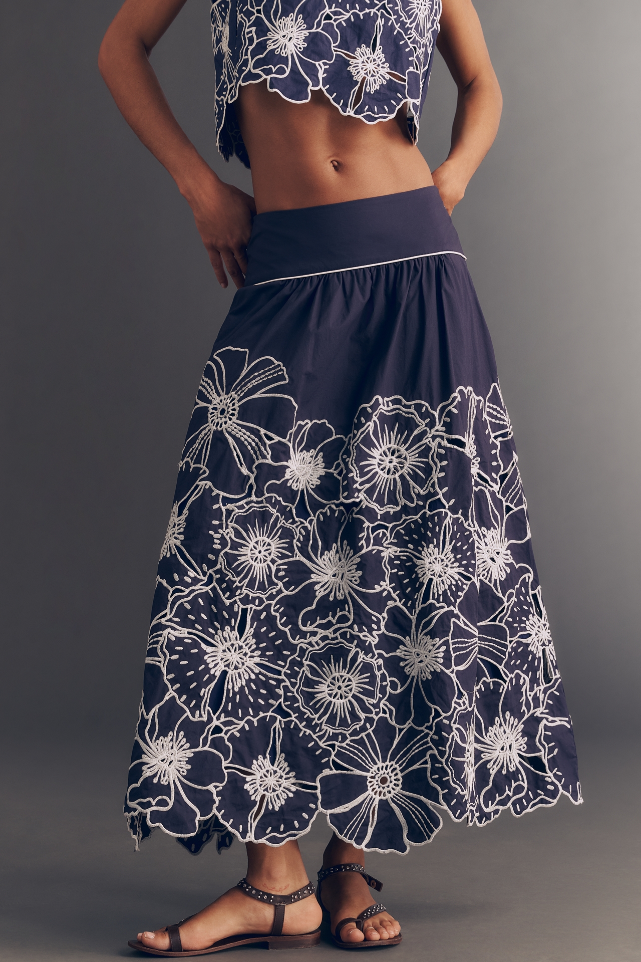 Farm Rio Flowers Richelieu Midi Skirt