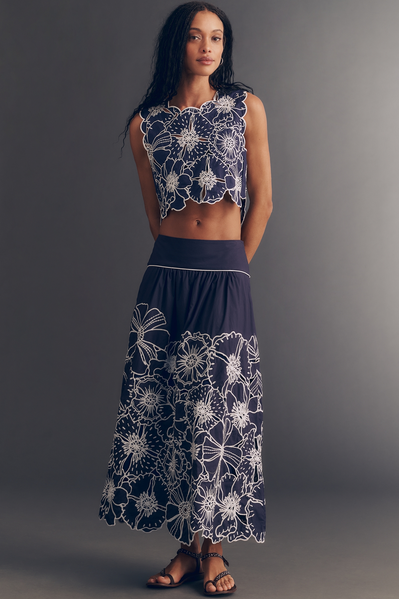 Farm Rio Flowers Richelieu Midi Skirt