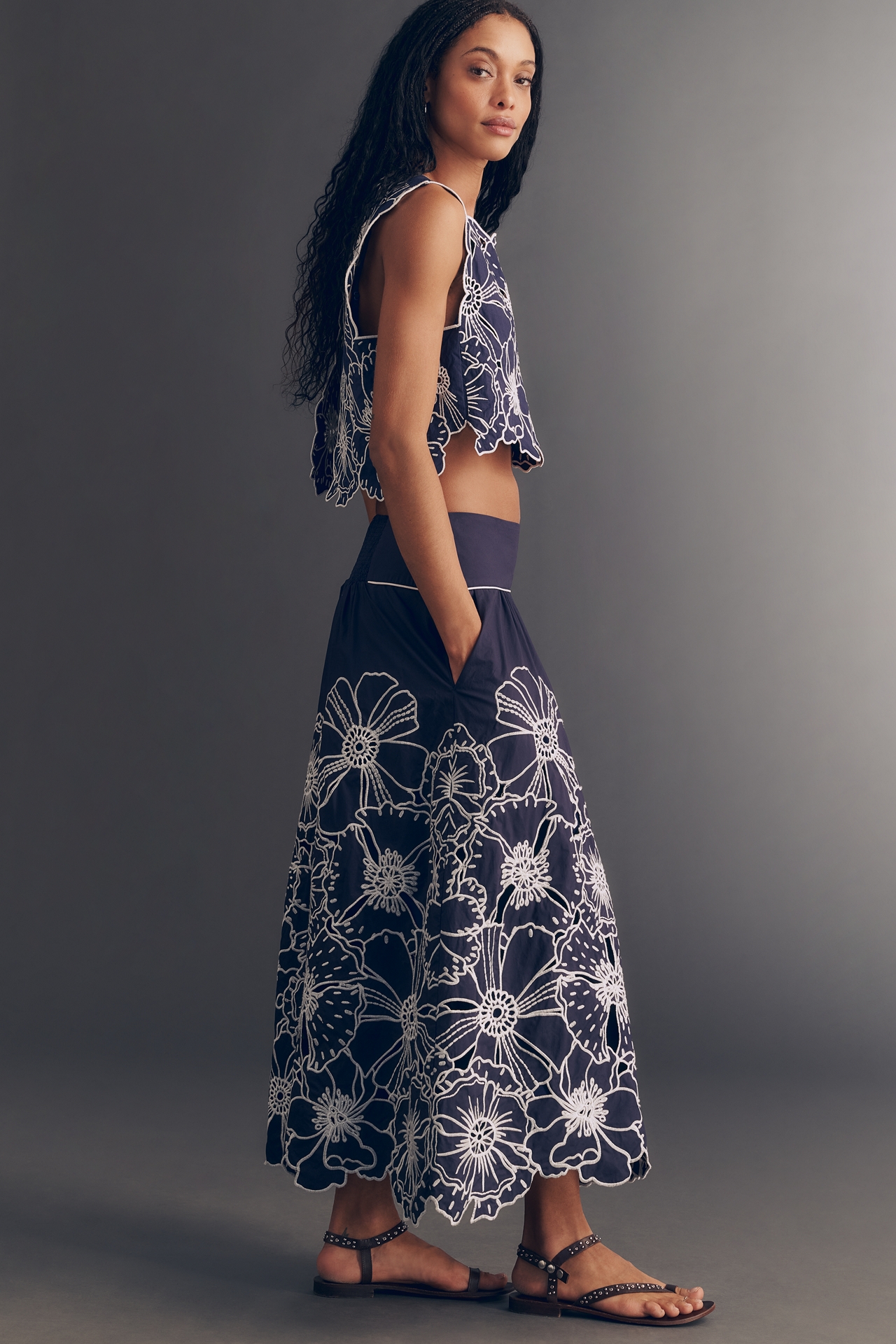 Farm Rio Flowers Richelieu Midi Skirt