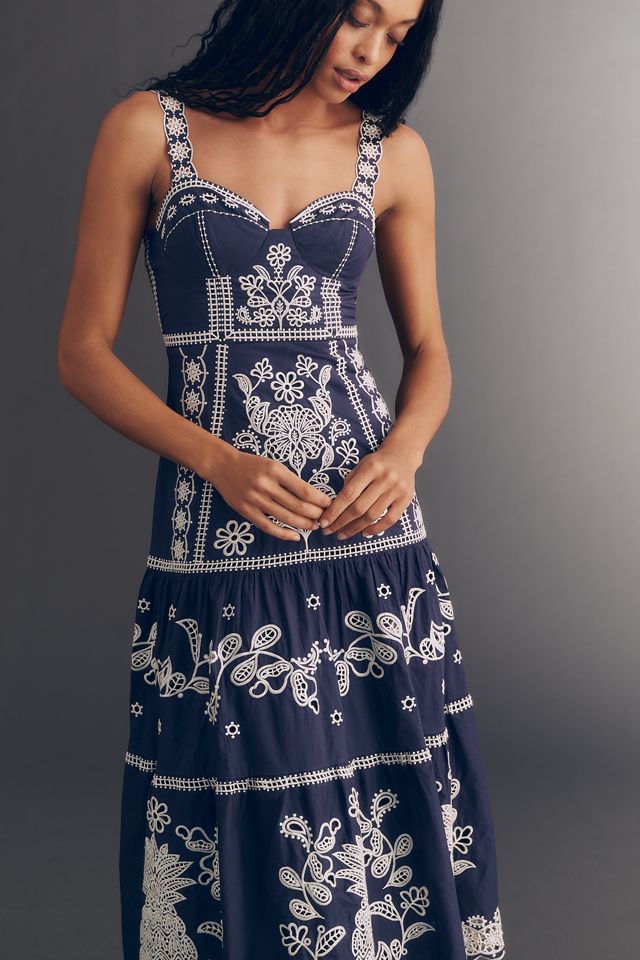sachin and babi light blue dress Disturbia | Jasmine Embroidered Midi Shirt Dress main image 0