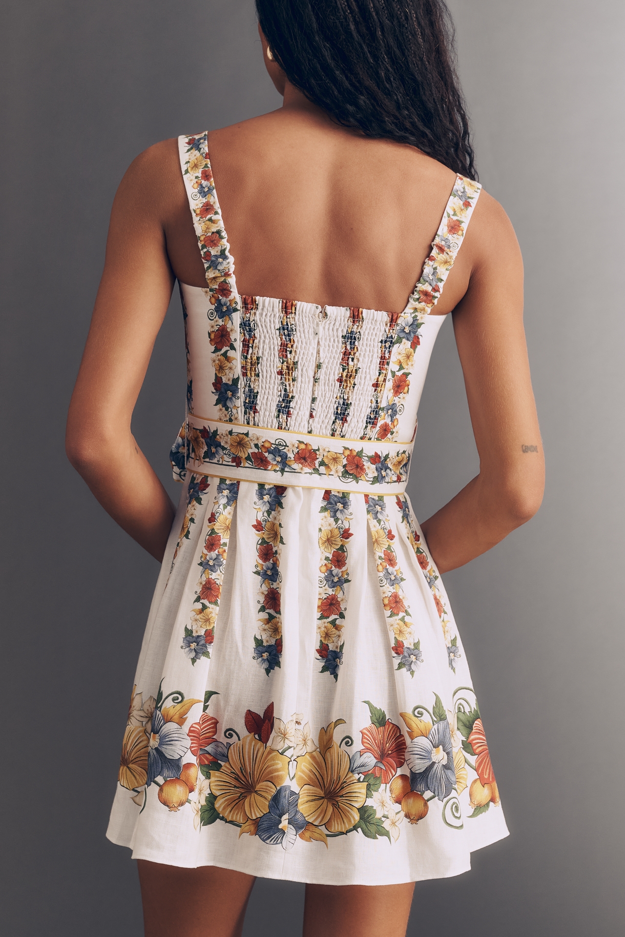 Farm Rio Tropical Belted Bustier Mini Dress
