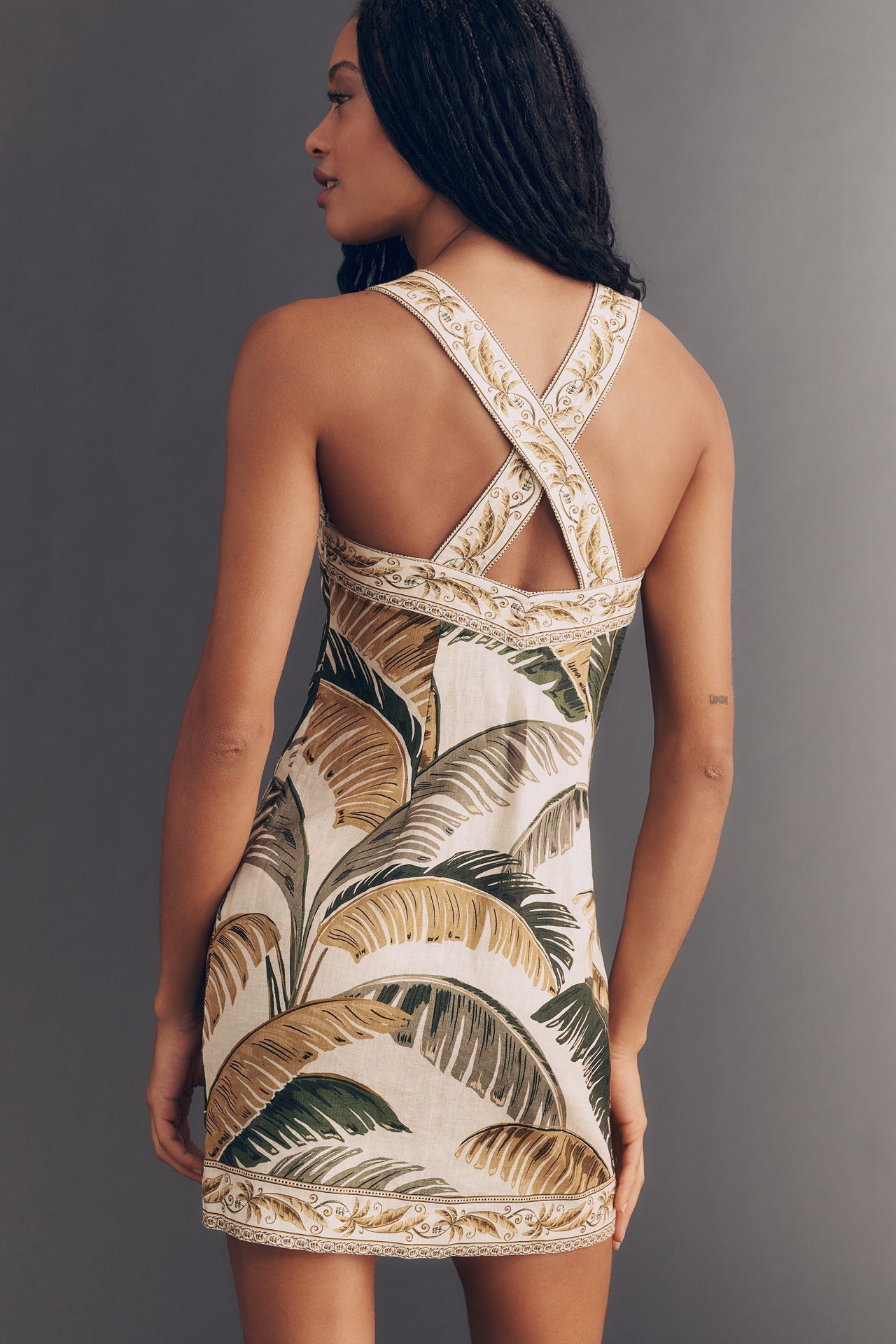 Farm Rio Linen Trancoso Sand Mini Dress