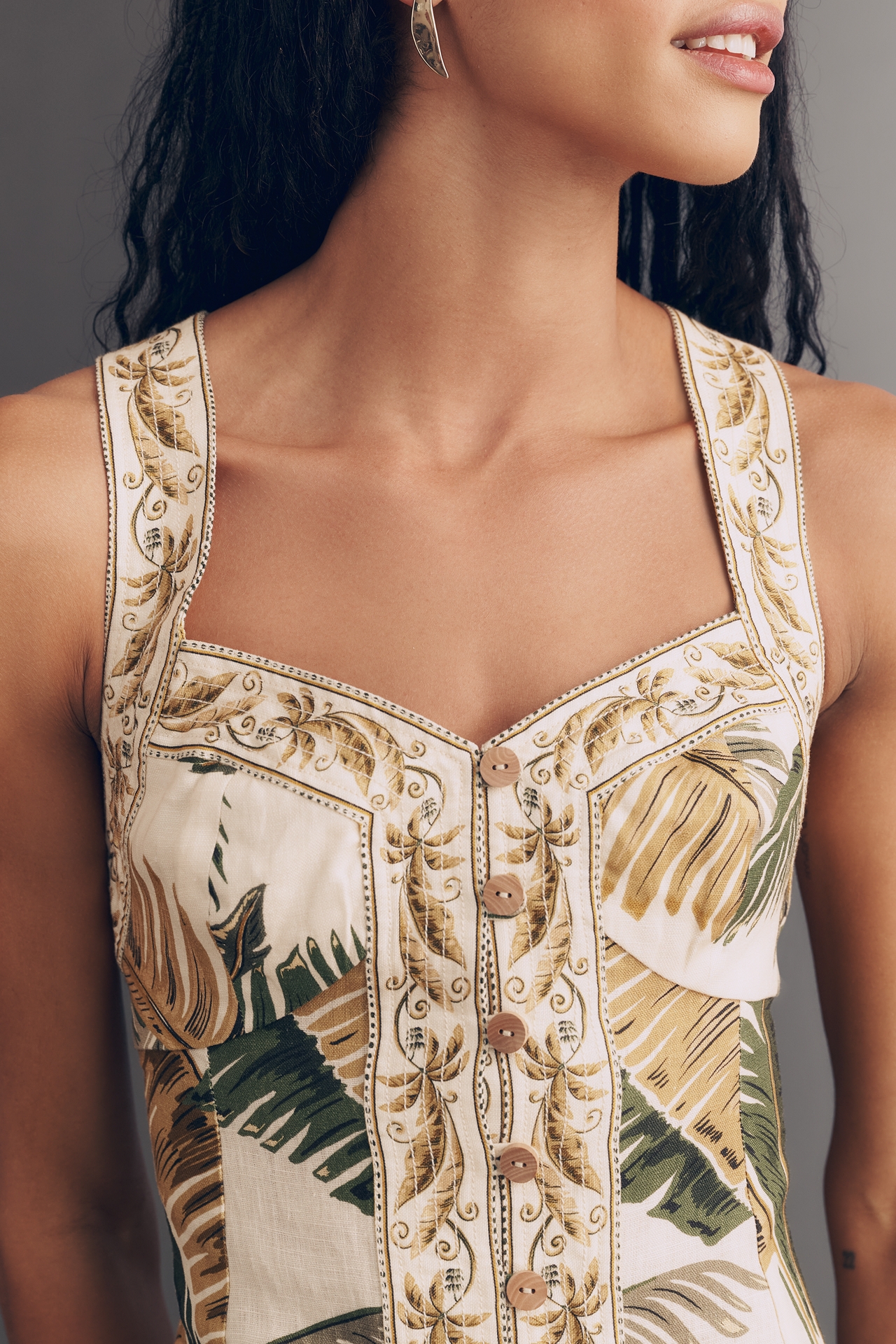 Farm Rio Linen Trancoso Sand Mini Dress