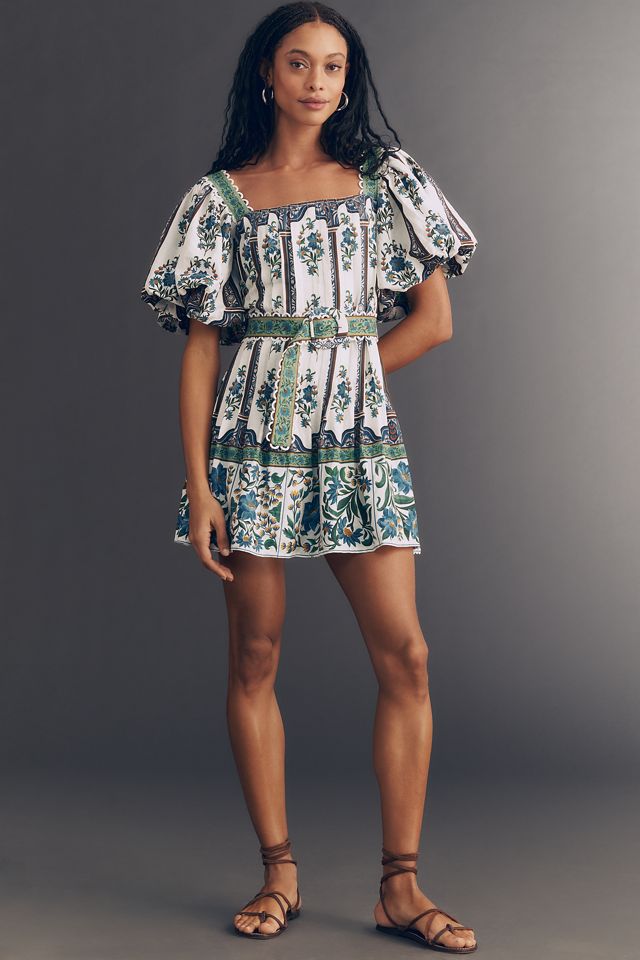 Farm Rio Manoela Puff-Sleeve Mini Dress