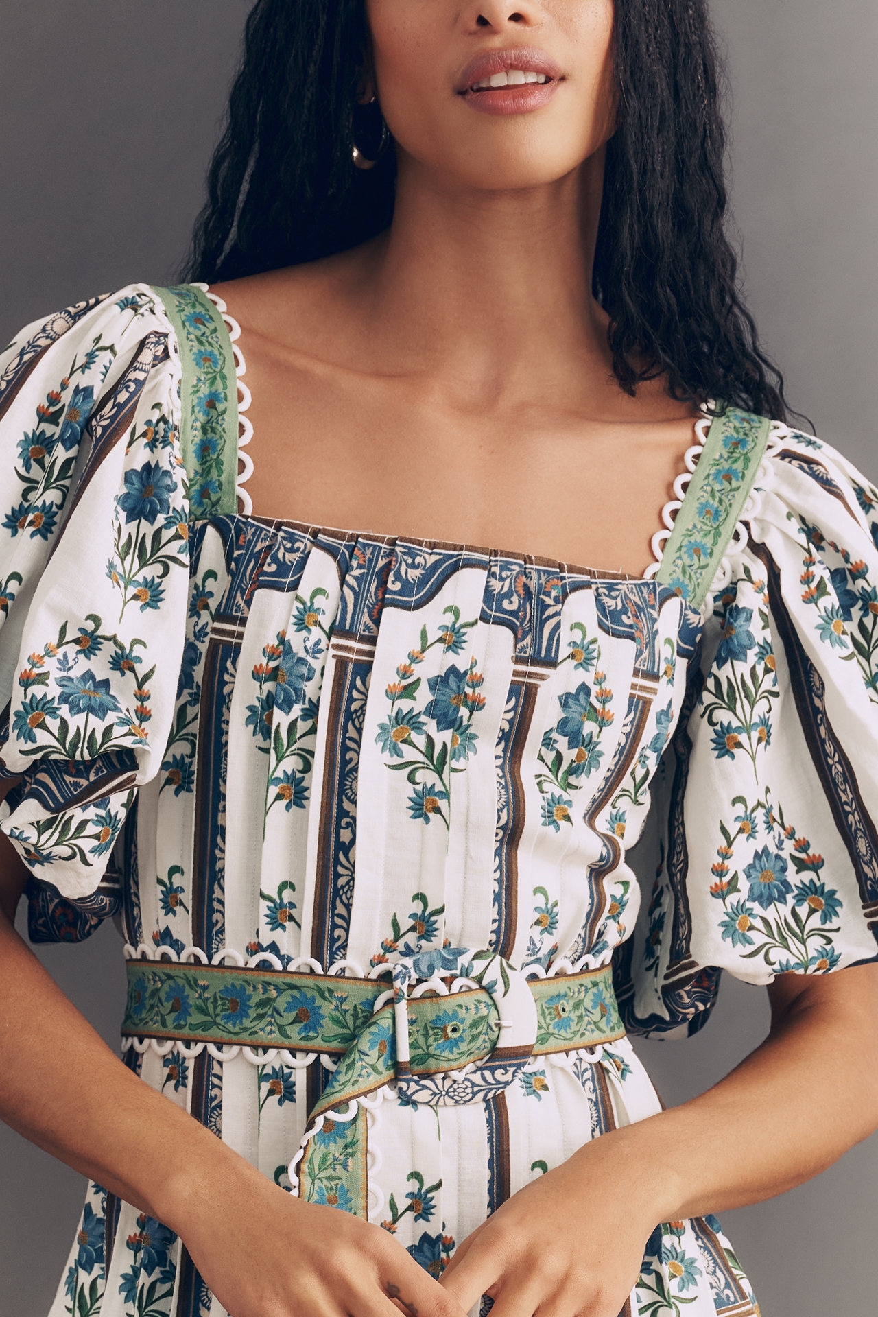 Farm Rio Manoela Puff-Sleeve Mini Dress