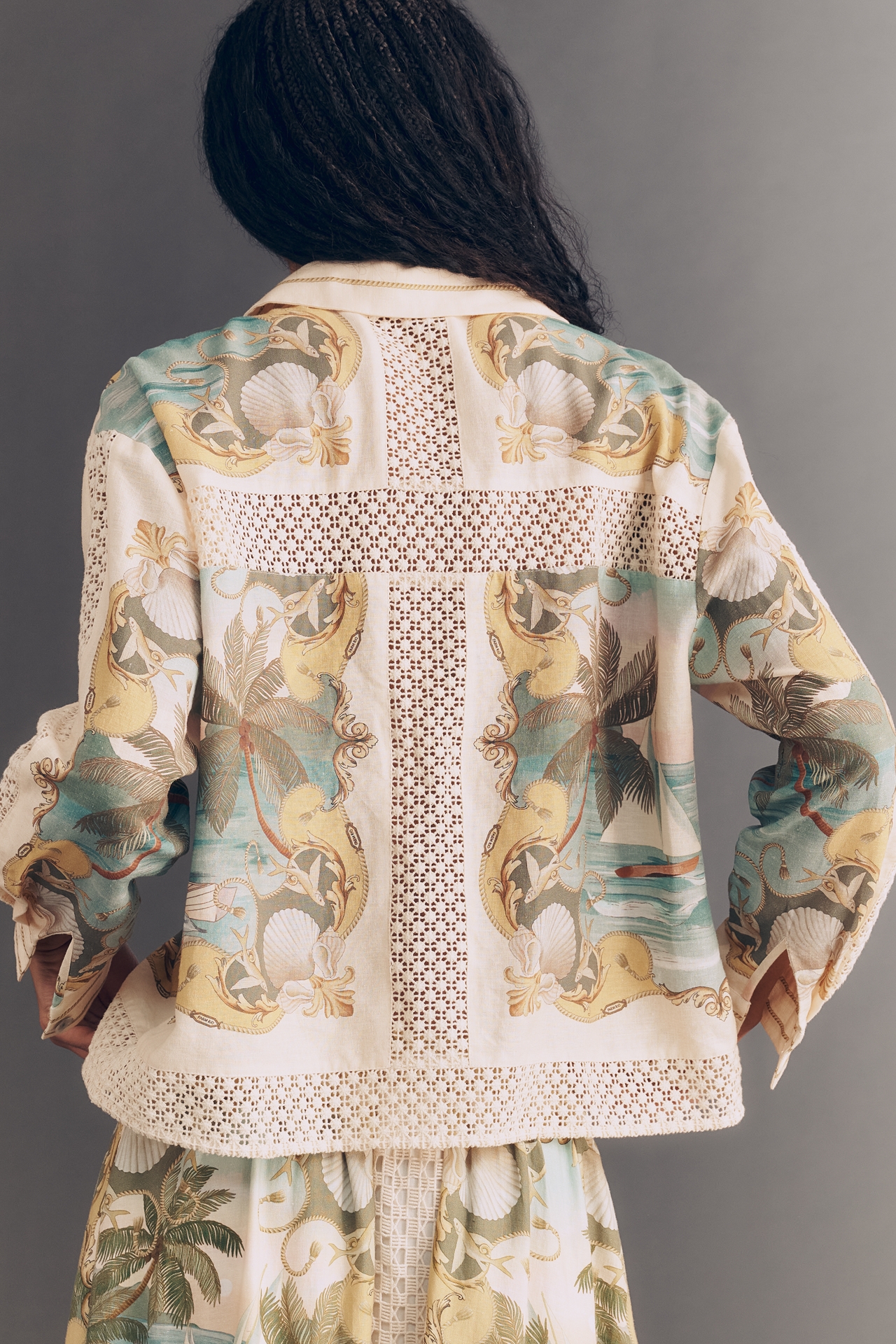 Farm Rio Royal Sea Buttondown Top