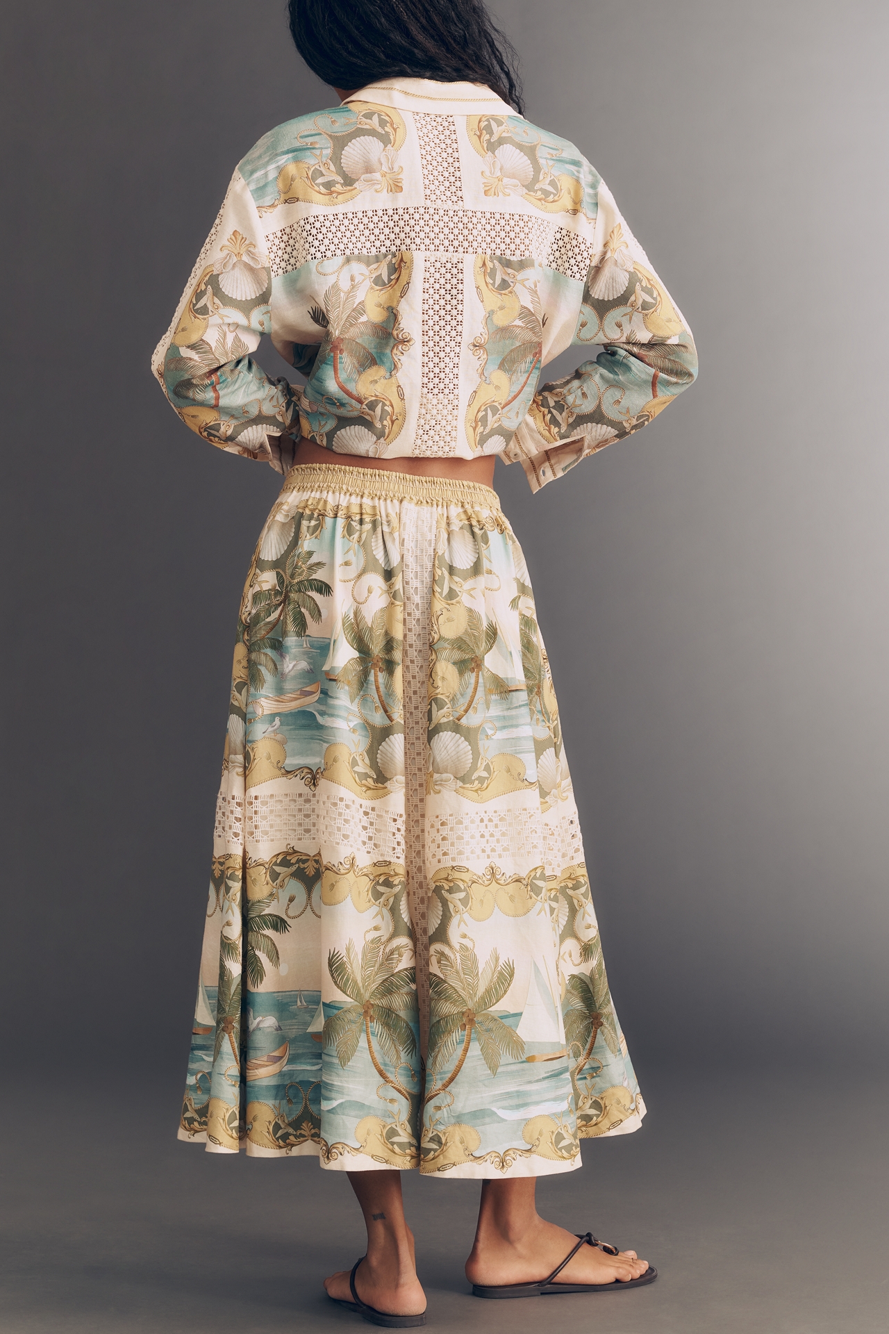 Farm Rio Royal Sea Midi Skirt