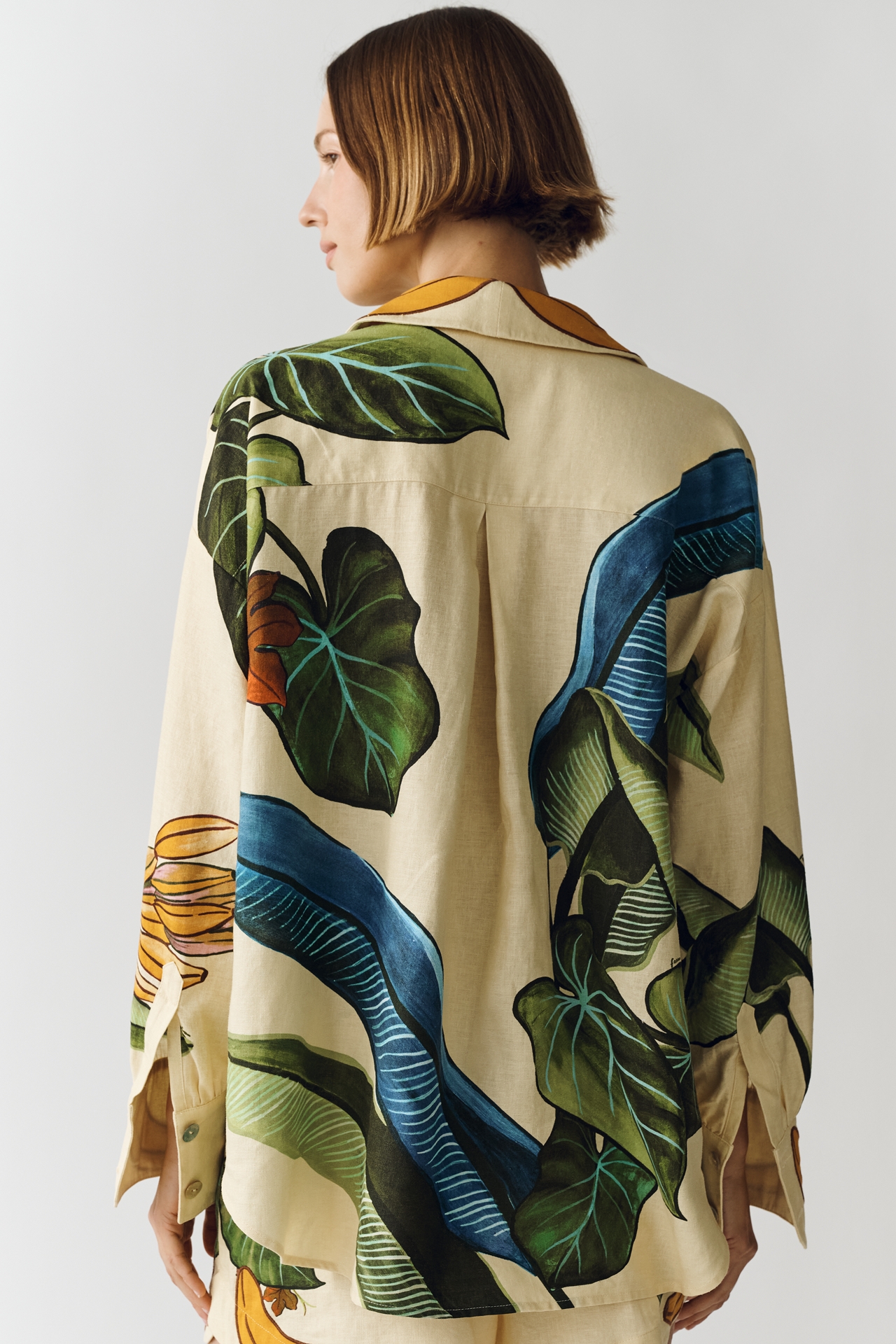 Farm Rio Linen Printed Buttondown Shirt