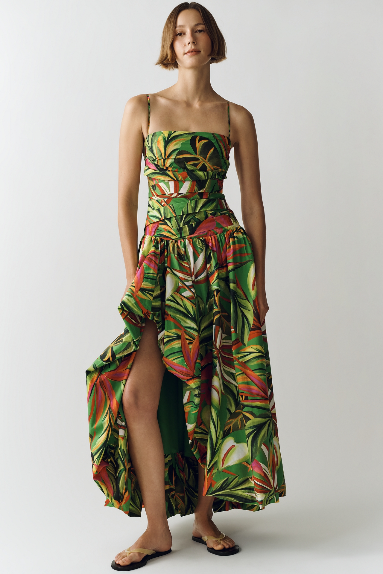 Farm Rio Cotton Tropical Print Maxi Dress