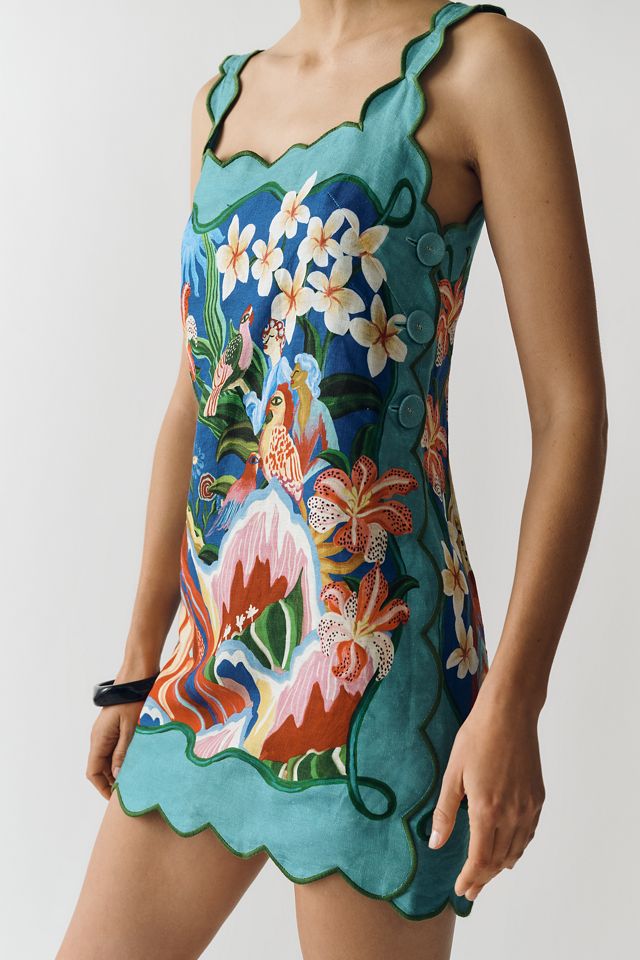 Farm Rio Garden of Life Linen Mini Dress #1