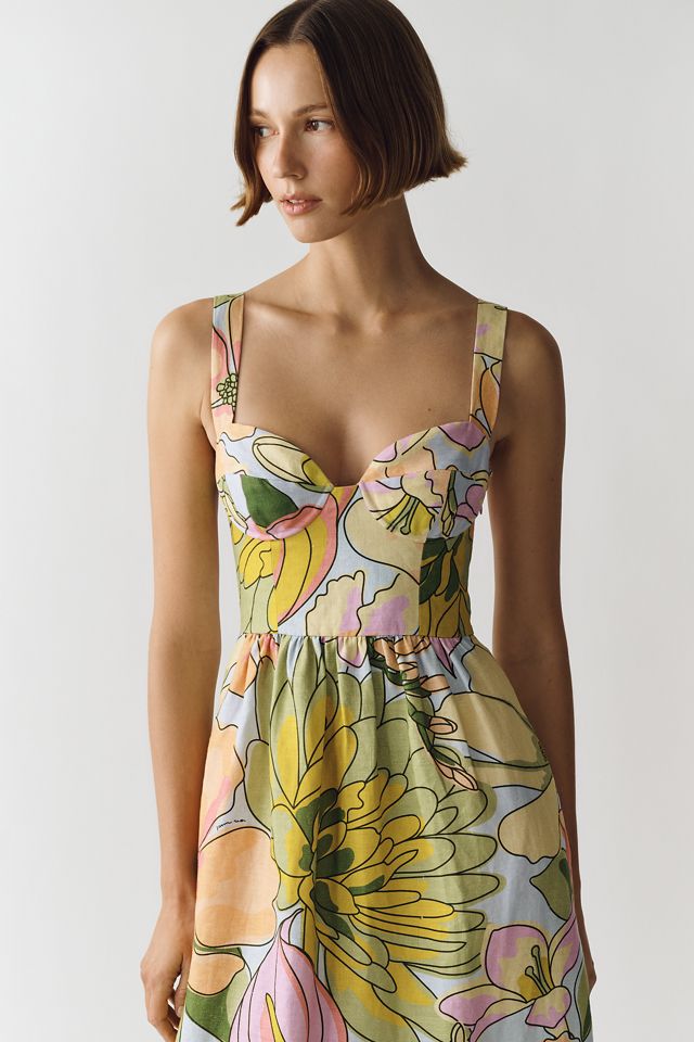 Farm Rio Linen Printed Midi Dress #1