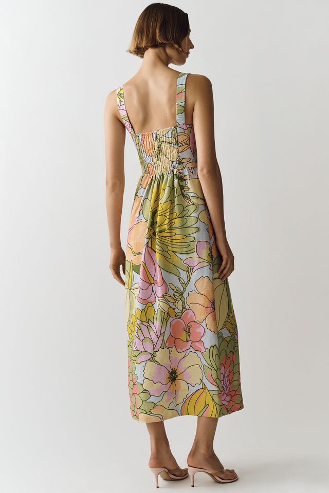 Farm Rio Linen Printed Midi Dress #2