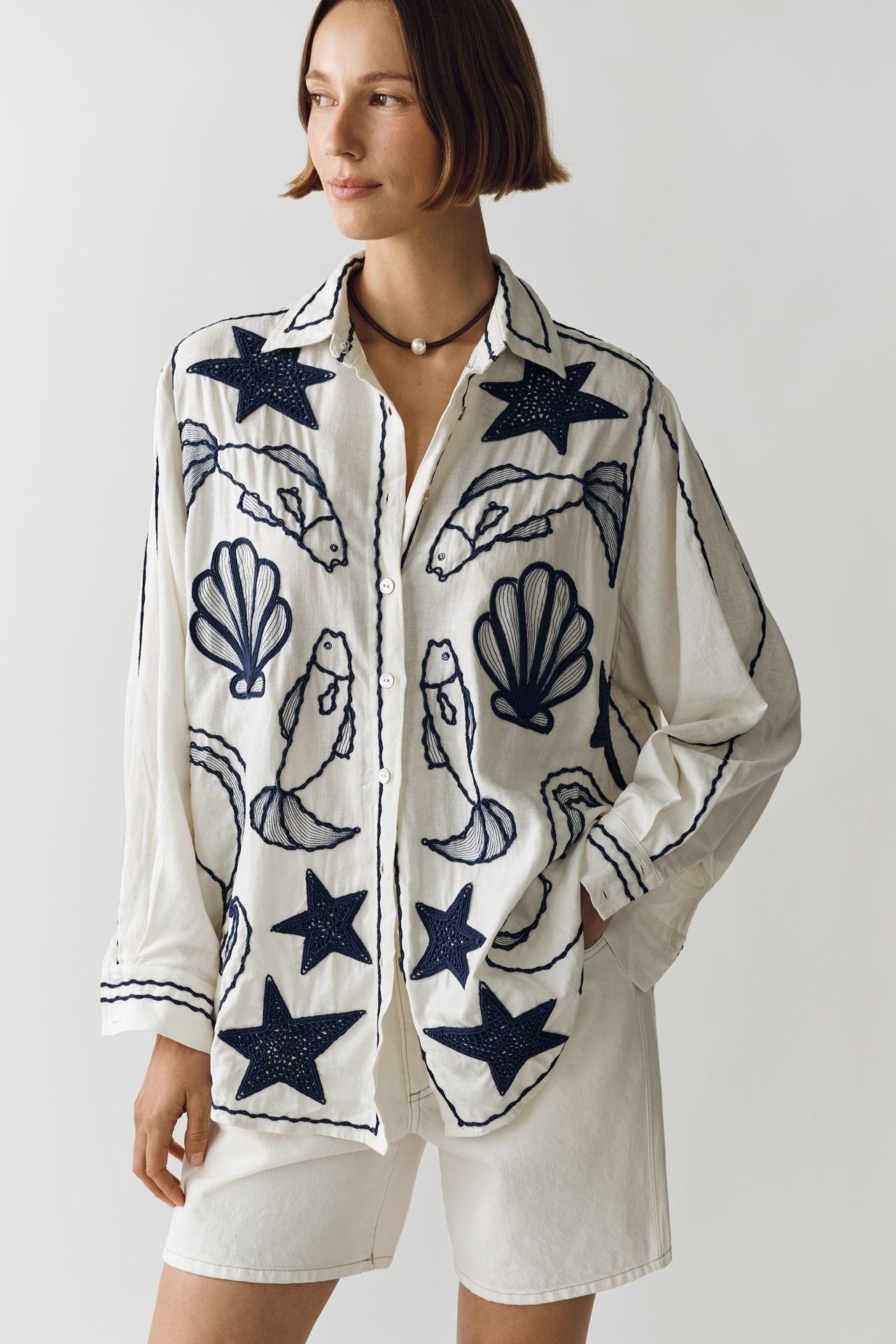 Farm Rio Fresh Fish Buttondown Shirt