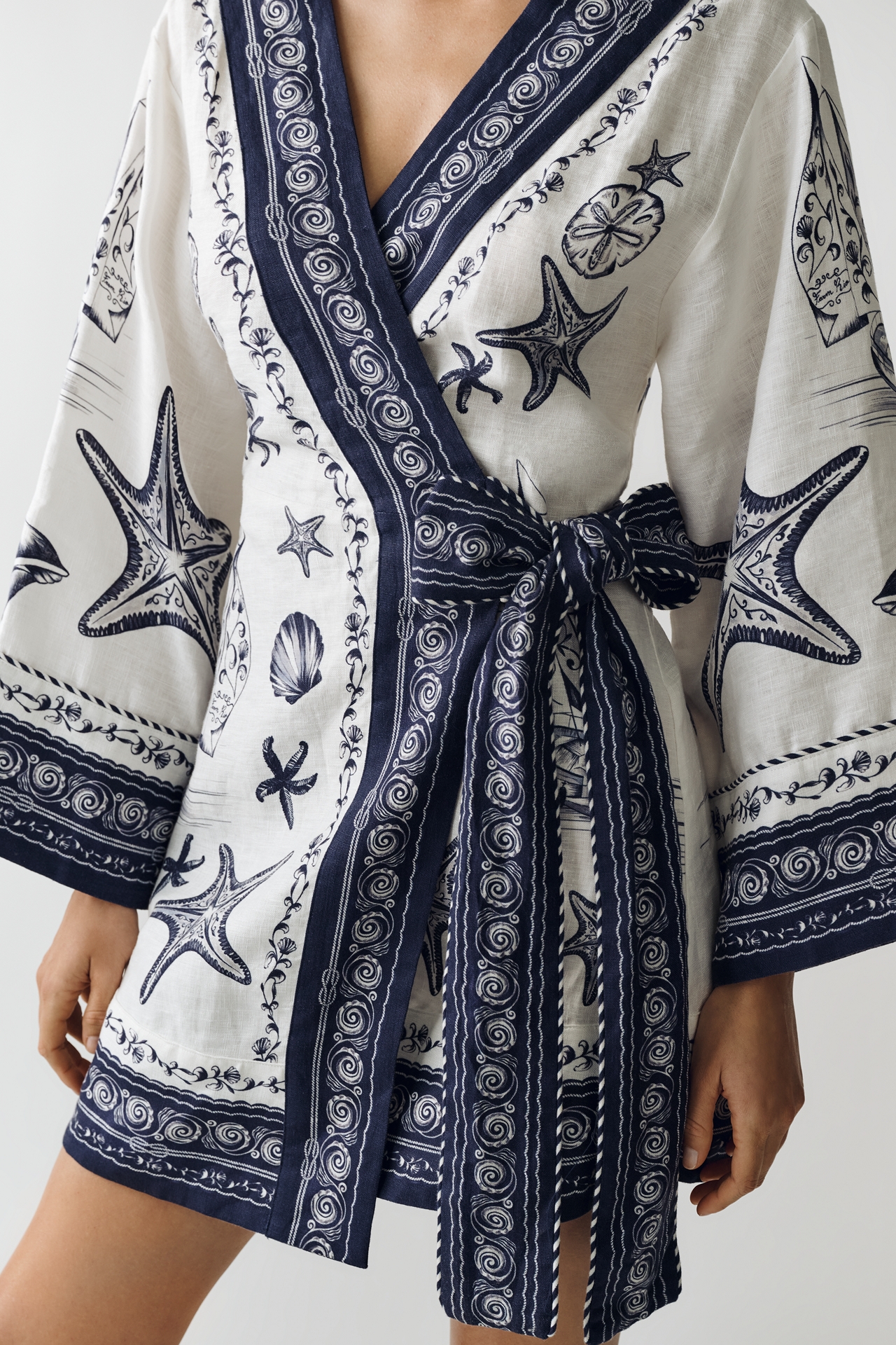 Farm Rio Linen Wrap Mini Dress