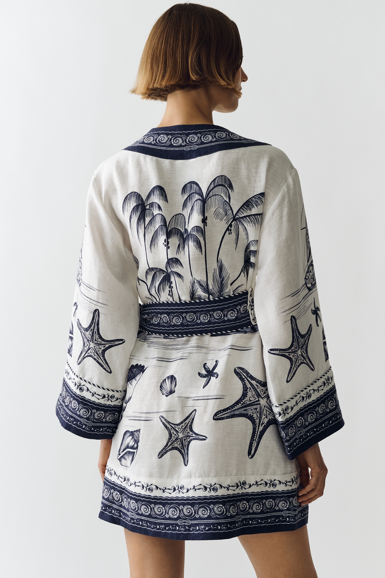 Farm Rio Linen Wrap Mini Dress