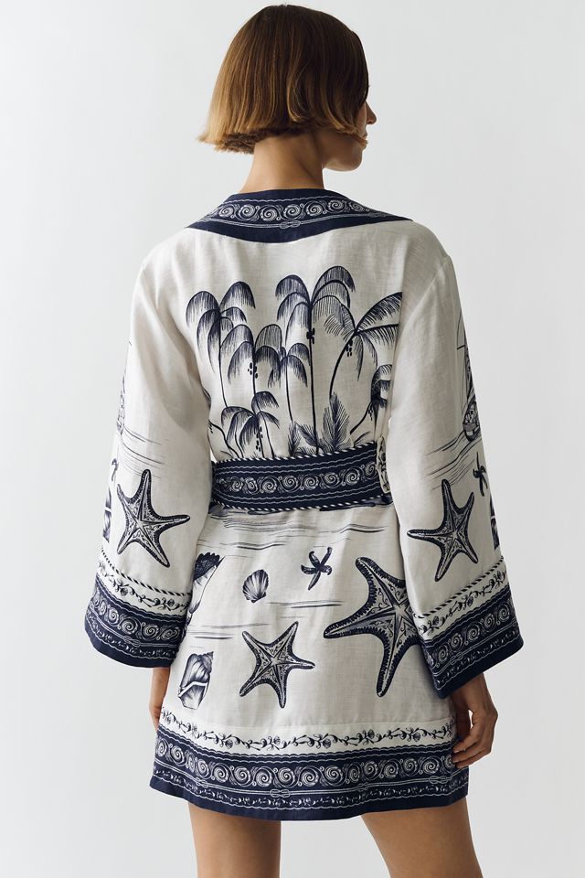 Farm Rio Linen Wrap Mini Dress #2