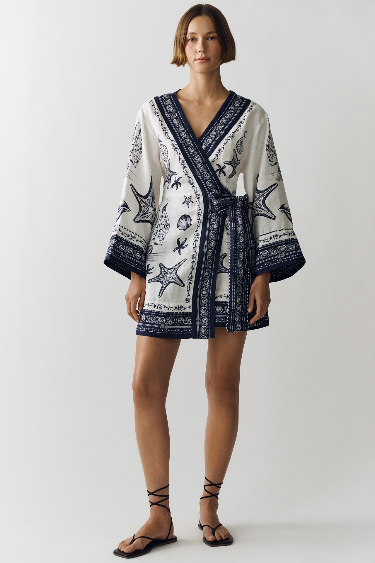 Farm Rio Linen Wrap Mini Dress