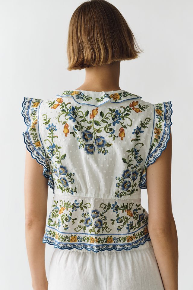 Farm Rio Emily Cotton Tie-Front Blouse | Anthropologie