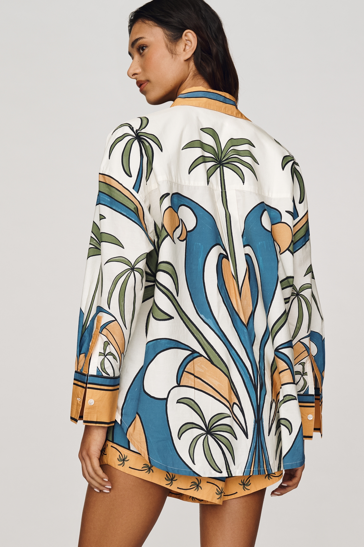 Farm Rio Cotton Geometric Buttondown Shirt