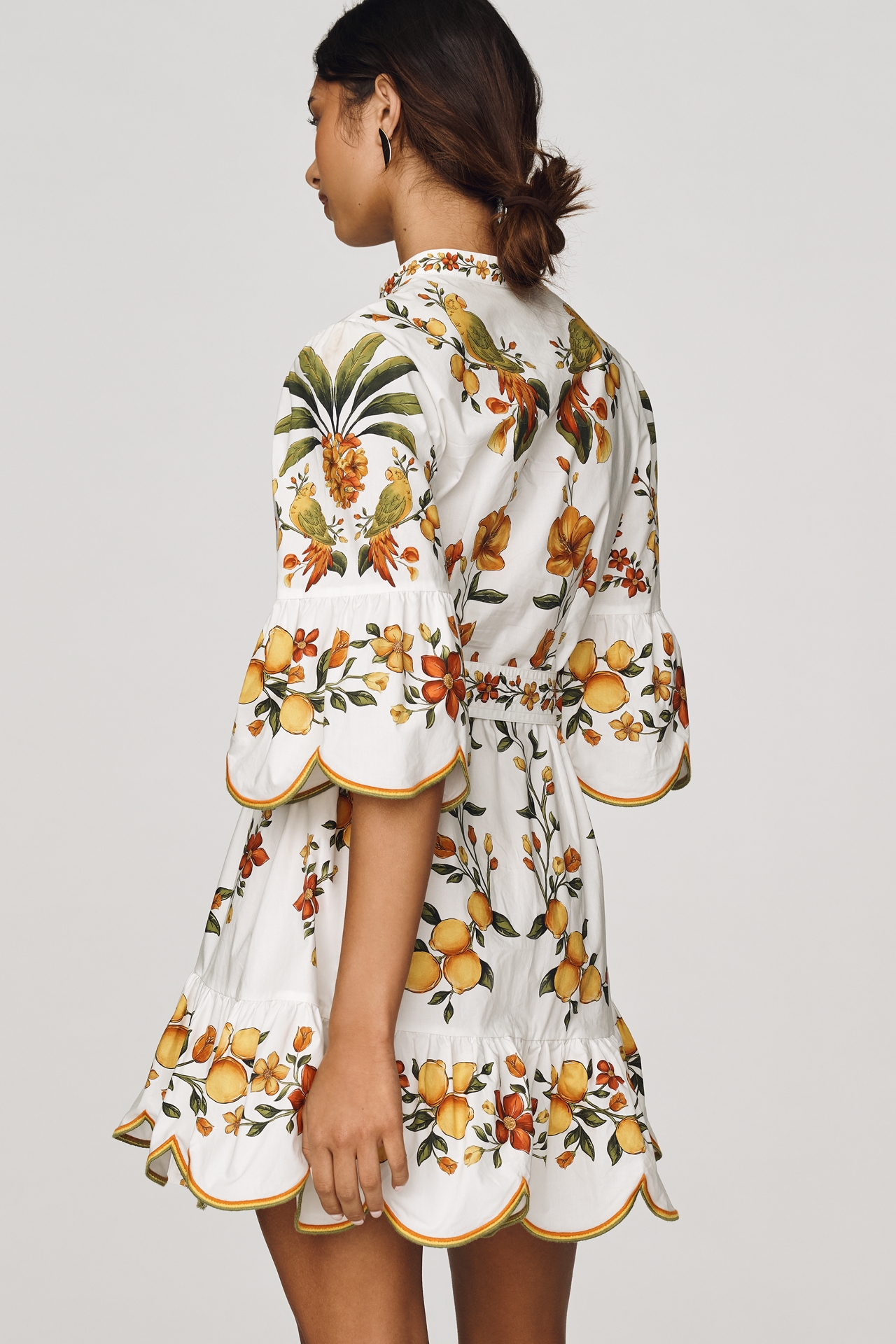 Farm Rio Lemon Bouquet 100% Cotton Mini Dress