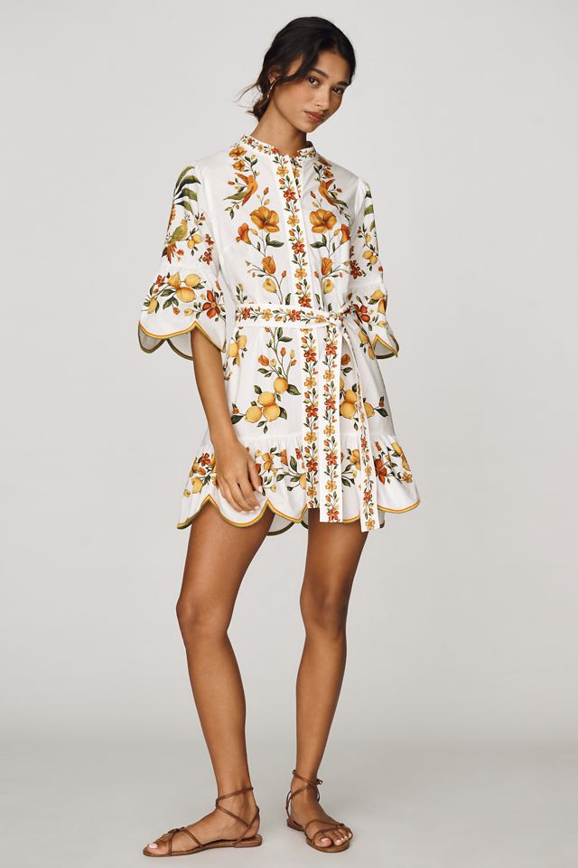 Farm Rio Lemon Bouquet Cotton Mini Dress | Anthropologie