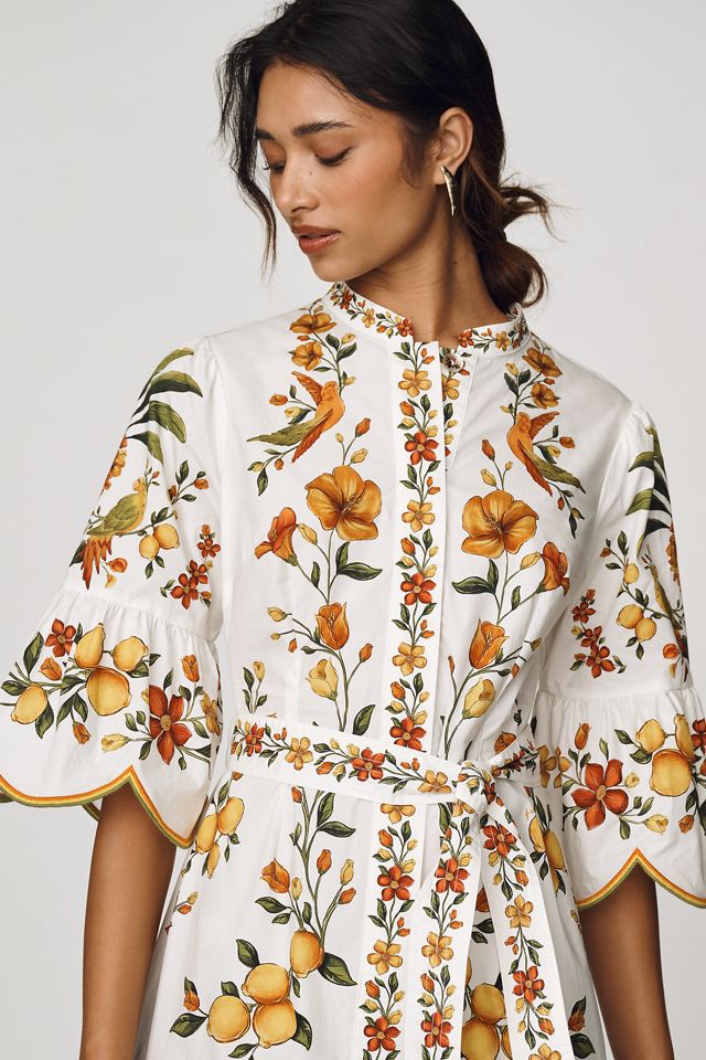Farm Rio Lemon Bouquet Cotton Mini Dress | Anthropologie