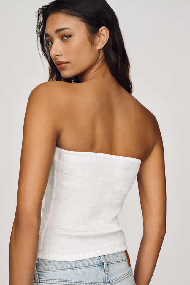 Farm Rio Cotton Smocked Strapless Top #1