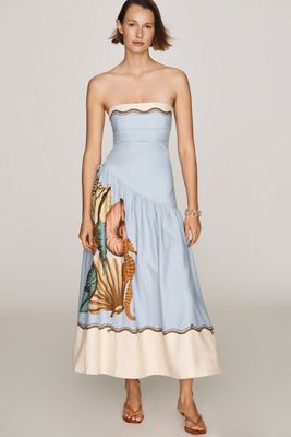 Farm Rio Souvenir Strapless Midi Dress