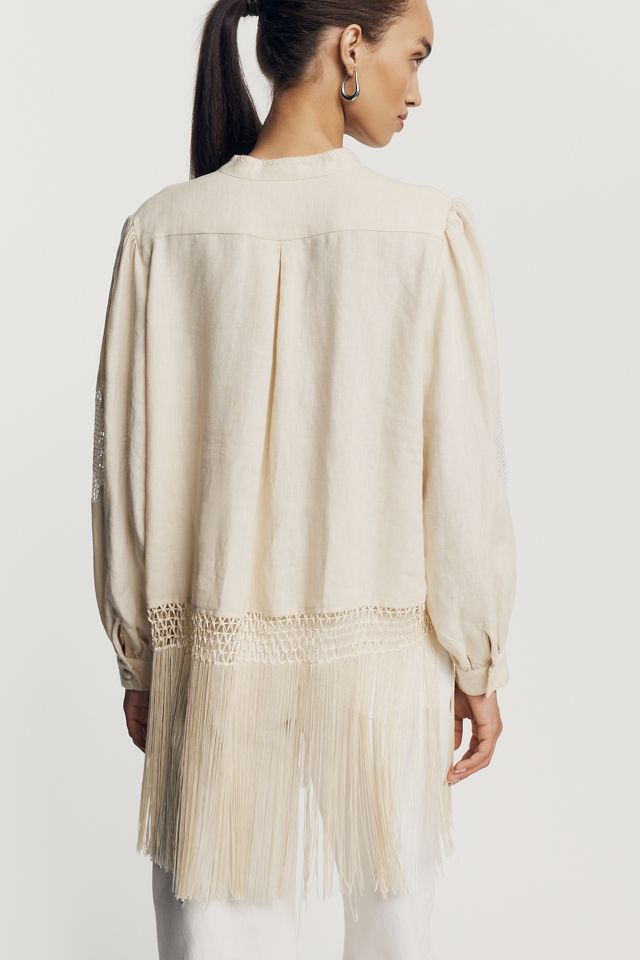 Farm Rio 100% Linen Richelieu Buttondown Shirt #1