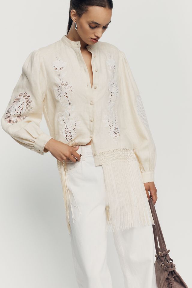 Farm Rio 100% Linen Richelieu Buttondown Shirt #2