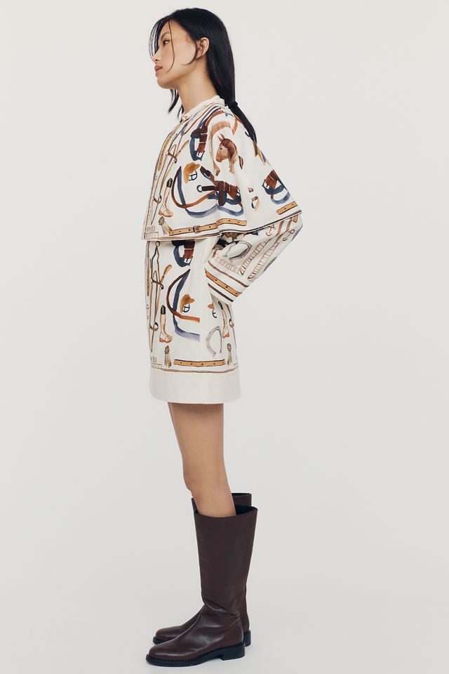 Farm Rio Equestrian Cotton Scarf Cape Mini Dress #3