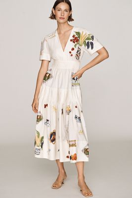 Farm Rio Country Table Cotton Midi Dress