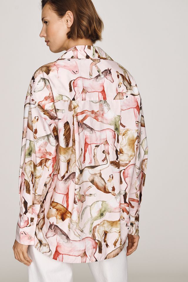 Farm Rio Equestrian Cotton Buttondown Shirt #3