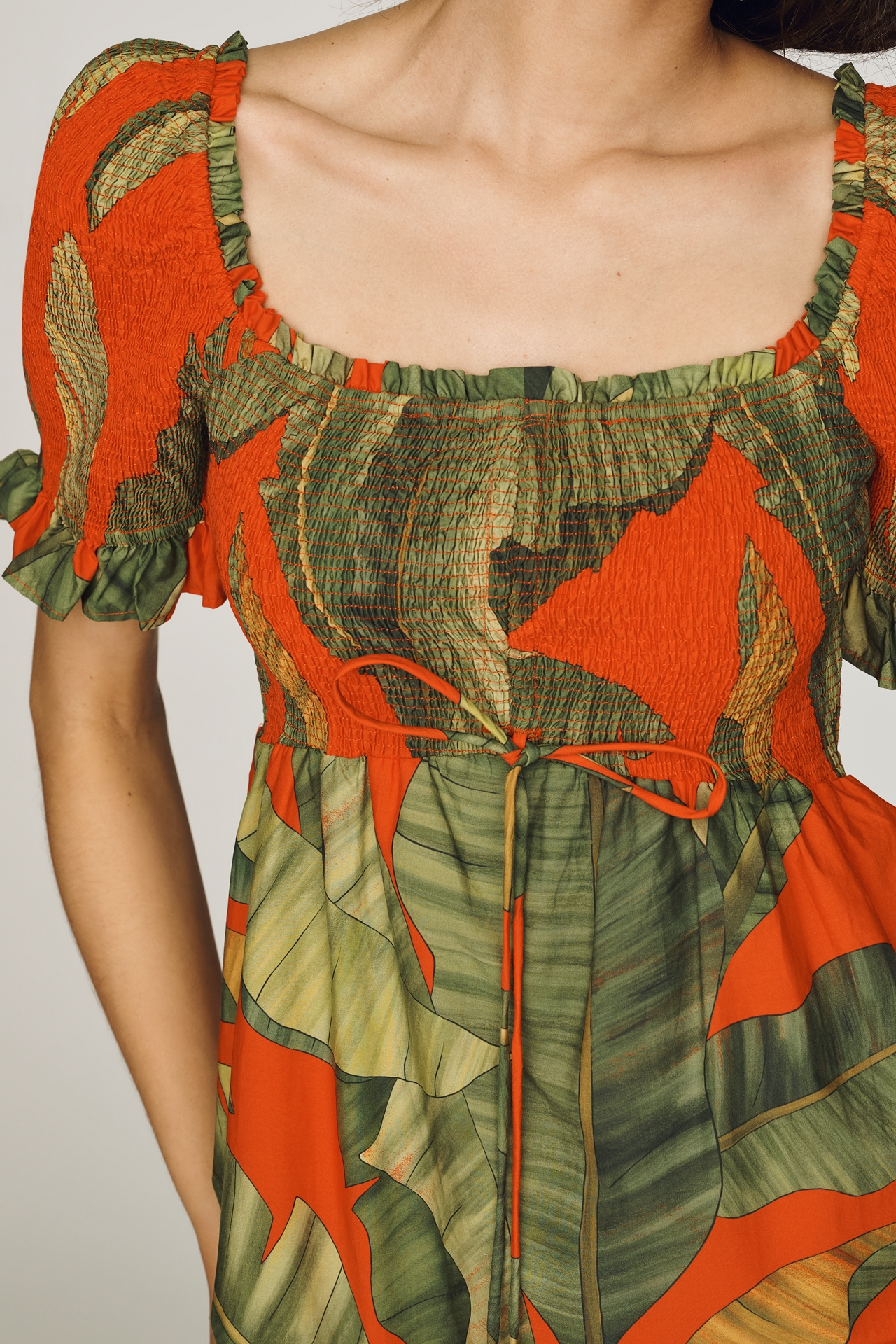 Farm Rio Cotton Smocked Mini Dress