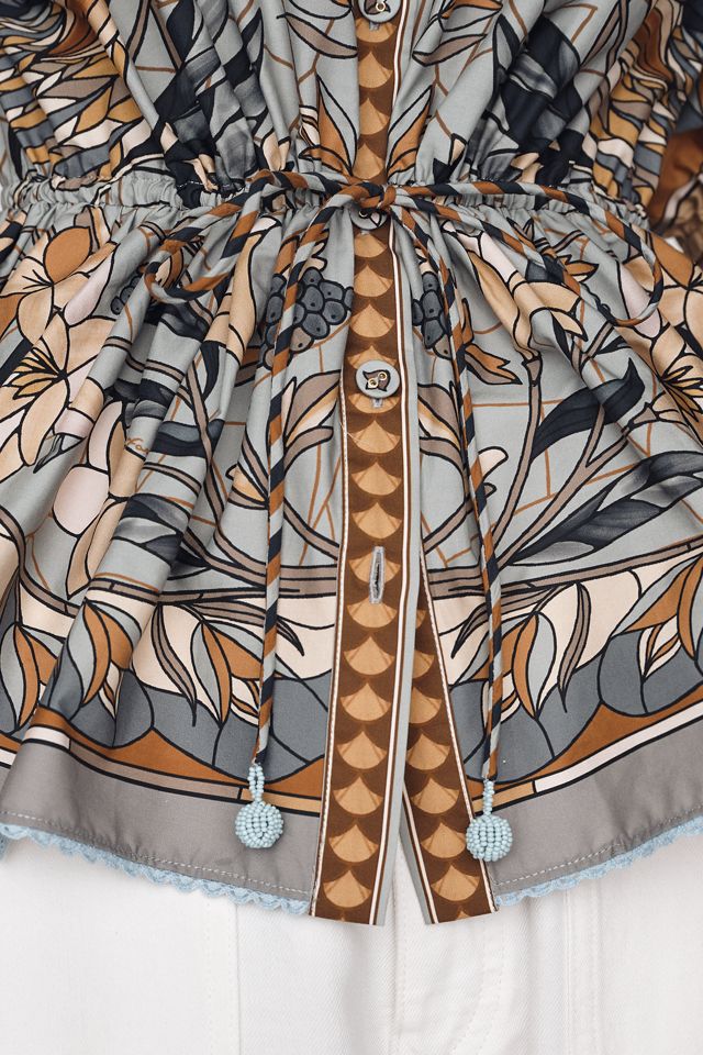 Farm Rio Stained Glass Puff-Sleeve Top #1