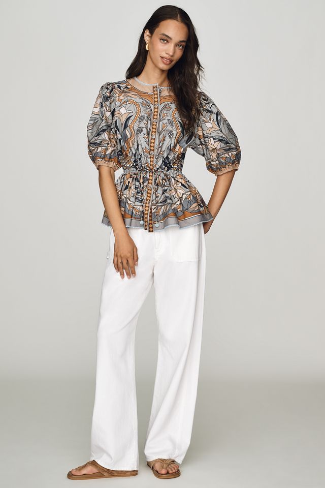 Farm Rio Stained Glass Puff-Sleeve Top #2