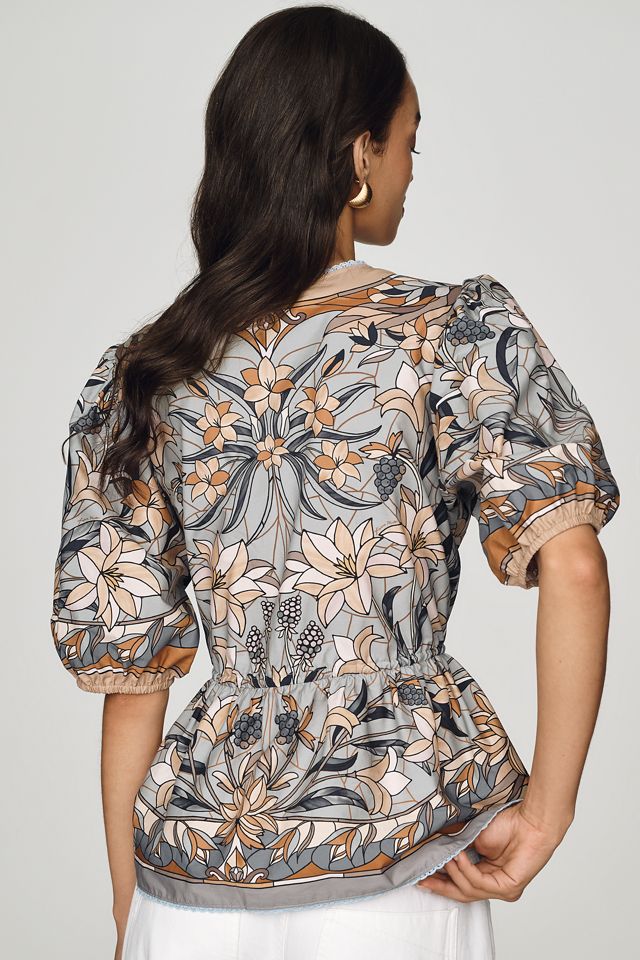 Farm Rio Stained Glass Puff-Sleeve Top #3