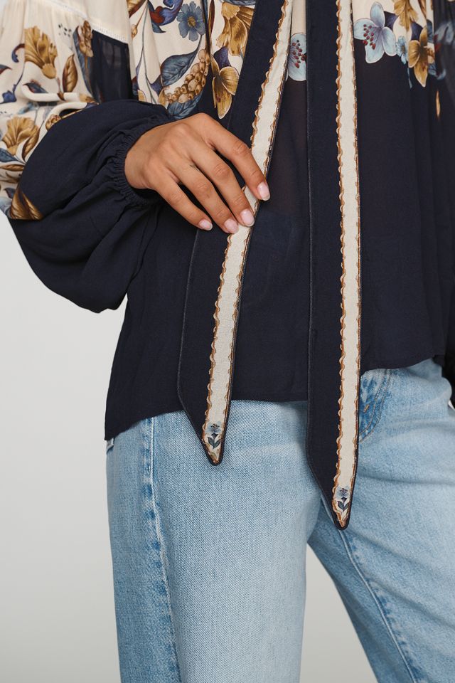 Farm Rio Golden Nature Tie-Neck Blouse #2